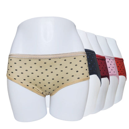 Pack Of 5 Comfortable Polka Dotted Cotton Brief Women Seamless Underwear Panties