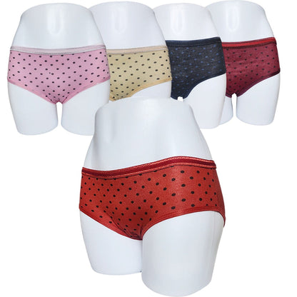 Pack Of 5 Comfortable Polka Dotted Cotton Brief Women Seamless Underwear Panties
