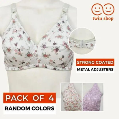 Pack of 4 Cotton Printed Comfortable And Breathable Non-Padded Bra