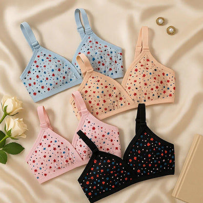 Pack Of 4 Soft Cotton Fabric Imported Style Printed-Bra