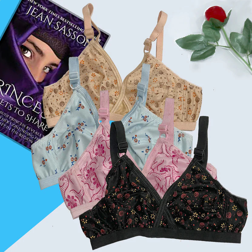 Pack Of 4 Soft Cotton Fabric Imported Style Printed-Bra